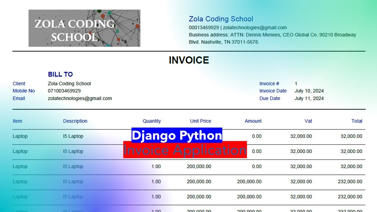 Django and Python Invoice App #python #django