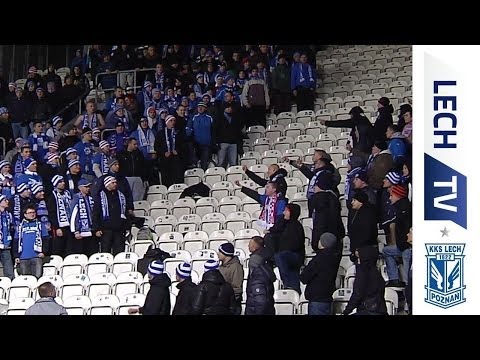 Cracovia - Lech Poznań 1:6. Doping kibiców Kolejorza podczas meczu w Krakowie.