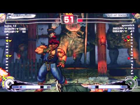 SSF4 AE kujira_13 (YUN) VS aponstick (AKUMA) JAPANESE RANKED MATCH 2