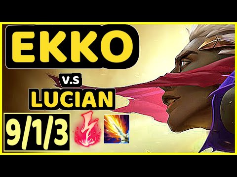 EKKO vs LUCIAN - 9/1/3 KDA MID GAMEPLAY - NA Ranked GRANDMASTER