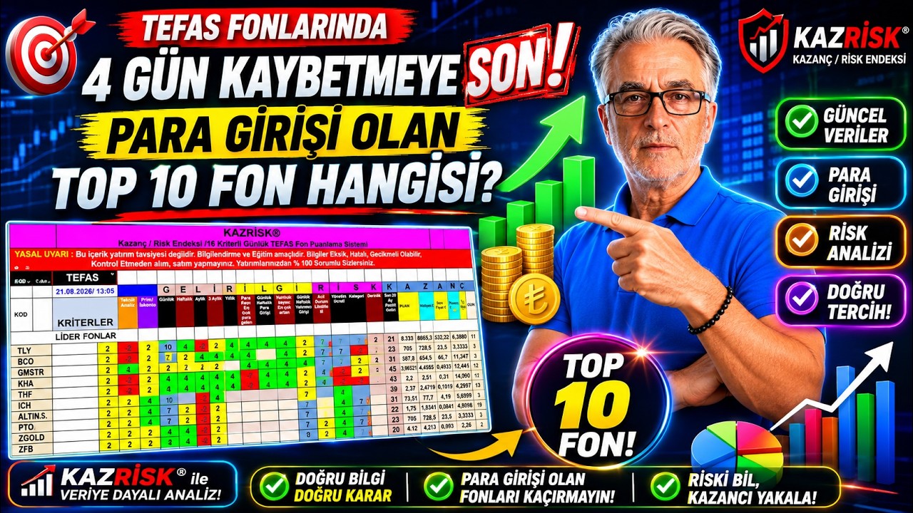 PARA GİRİŞİ OLAN TOP 10 FON! 📈 KAZRİSK® Güncel Listeyi Açıkladı