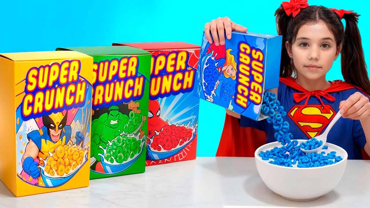 Eva and Superhero Friends Play Challenges