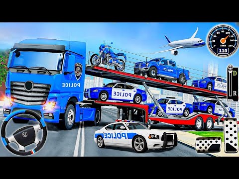 US Police Car Park Transporter Driving - Police Trailer Truck Driver Simulator - Android Gameplay
