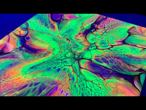 #86 Blacklight FUN with Both a Bloom and a Swipe  | Acrylic Pour Painting | Fluid Abstract Art