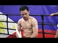 MANNY PACQUIAO IN FIGHT MODE, DEAD SERIOUS FLEXING AFTER TRAINING FOR THURMAN