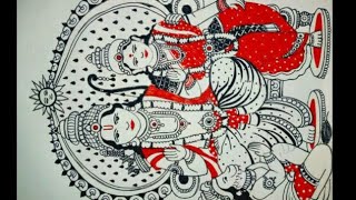Ayodhya bhoomi pooja special Drawing of lord Ram and Maa Sita using black and red gel pen