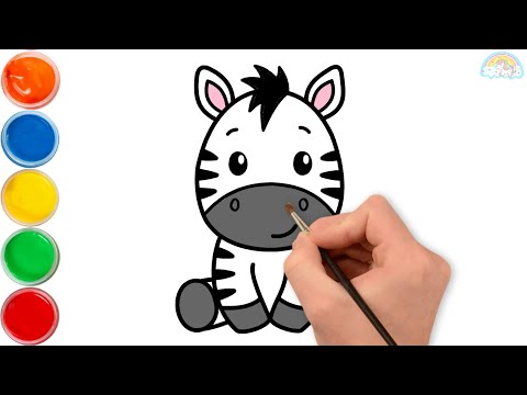 How to draw and color zebra for kids easy and step by step? 😍🌹