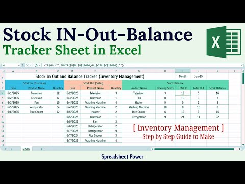Stock In Out Balance Tracker Sheet in Excel (Inventory management)