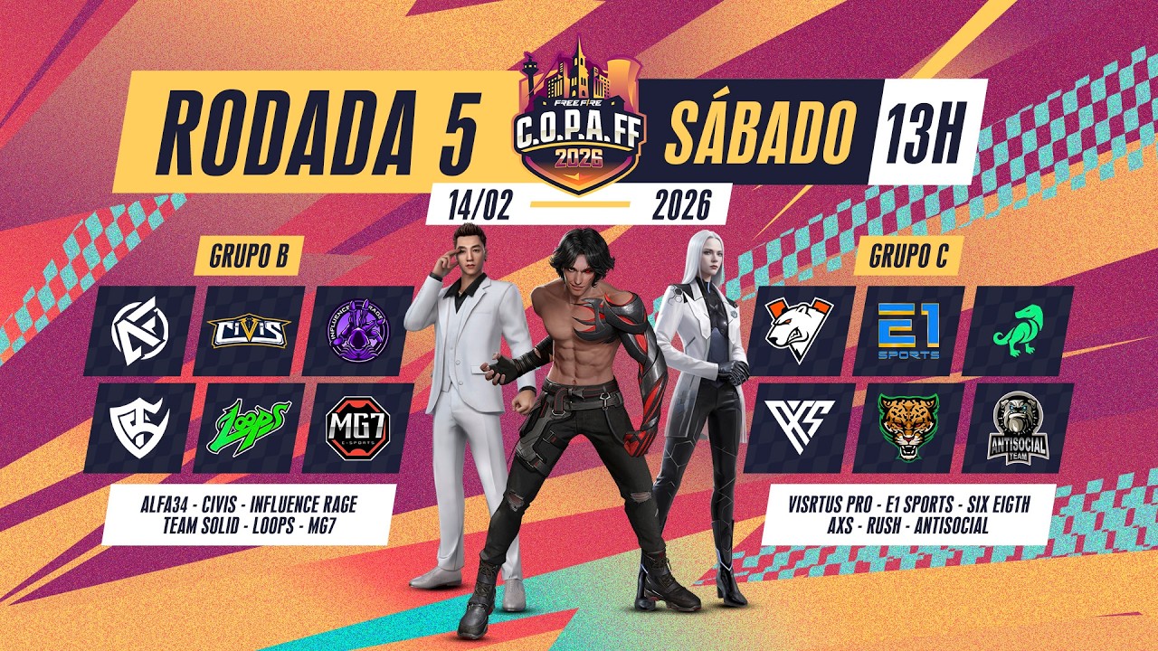 C.O.P.A FF 2026 🚨 FINAIS FASE DE GRUPOS  🏆 RODADA 5 - GRUPOS B e C 🚨 #freefire