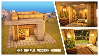 Minecraft: 4x4 (Living Space) Simple Modern House (How to Build: Relaxing Tutorial) #9