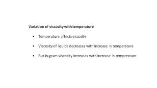 What is Variation of  Viscosity with temperature in Fluid Mechanics