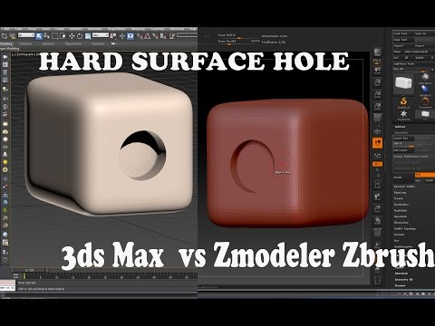 EASY ZBRUSH - HARD SURFACE HOLE 3DS MAX vs ZBRUSH USING ZMODELER