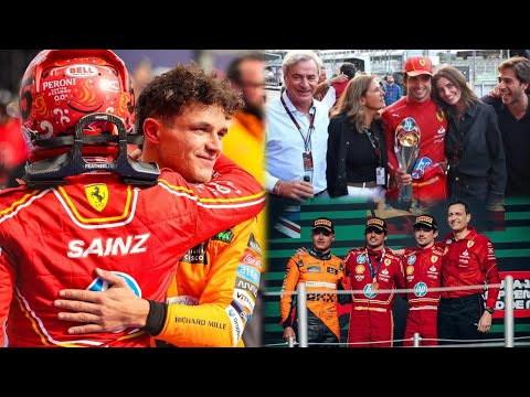 Carlos Sainz celebrates win with Lando Norris & his girlfriend | Carlando Podium scenes in Mexico