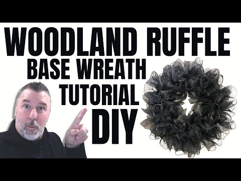 How to make a Base Deco Mesh Wreath - Woodland Ruffle Method - Cruffle Method - Easy DIY Wreath