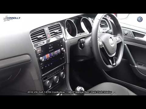 CMG VW SLIGO: 2019 VW Golf 1.6TDI Comfortline 115BHP Manual Red / Dark Cloth Interior