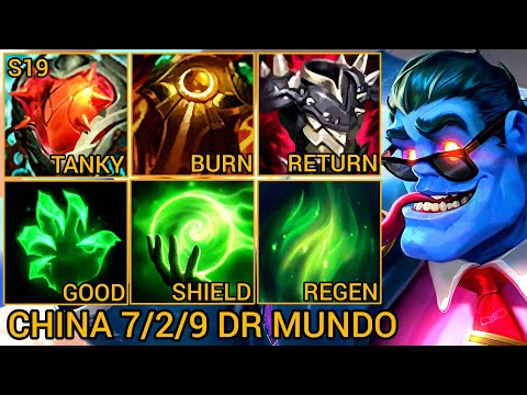 Top 1 Dr Mundo MVP Baron Lane 7/2/9 - China Wild Rift New Build & Runes By Tiarty