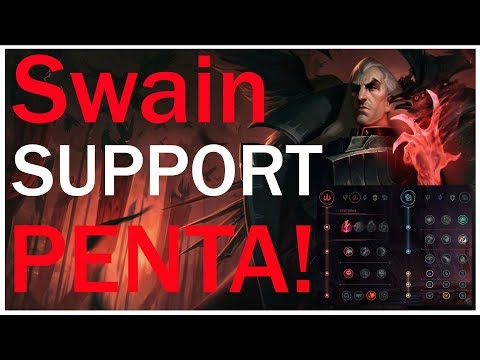 SWAIN SUPPORT PENTAKILL + BEST RUNES AND GUIDE TO S9 SWAIN GAMEPLAY (MONTAGE)