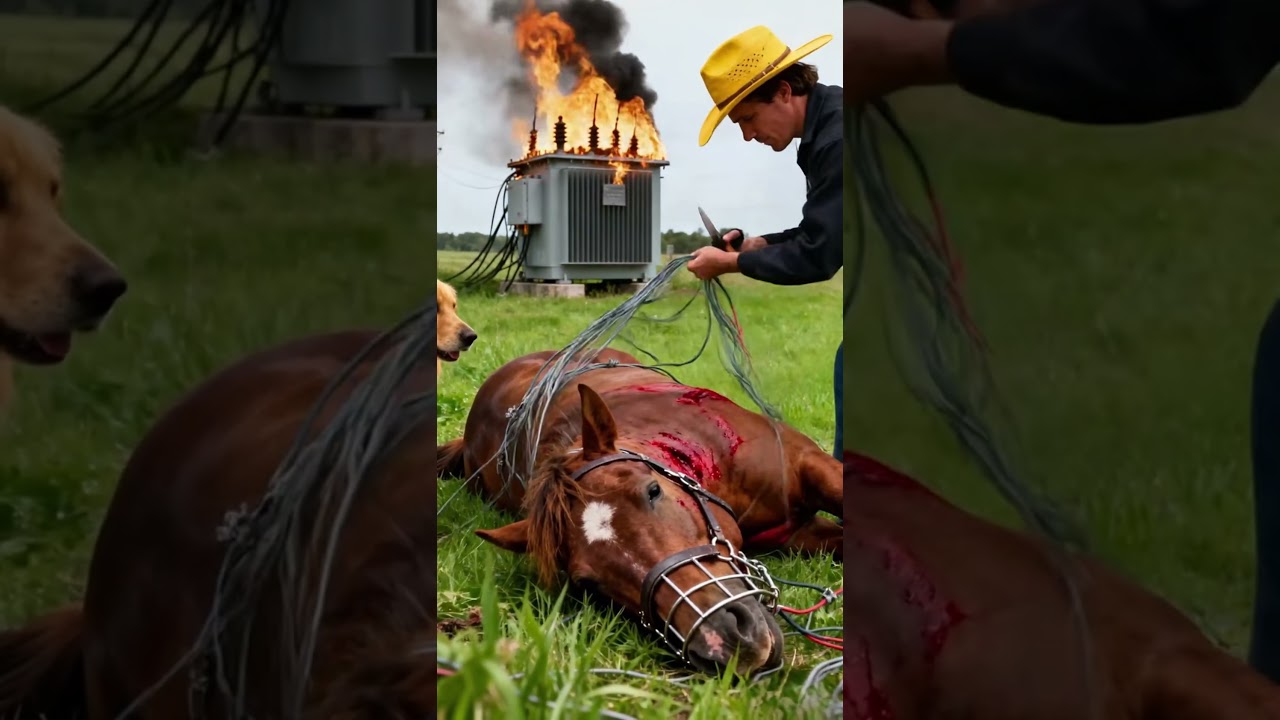 The man rescued the horse that was trapped in the wire.#rescue #shortsvideo