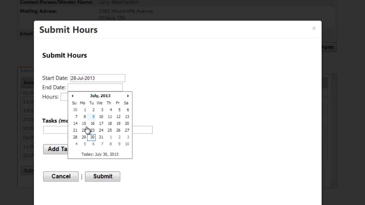 Work Placement System - Completing a  Work Placement