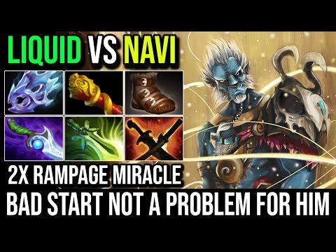 Miracle- [Phantom Lancer] Bad Start But Still Get 2x RAMPAGE Liquid Vs Navi Craziest Farm God Dota 2