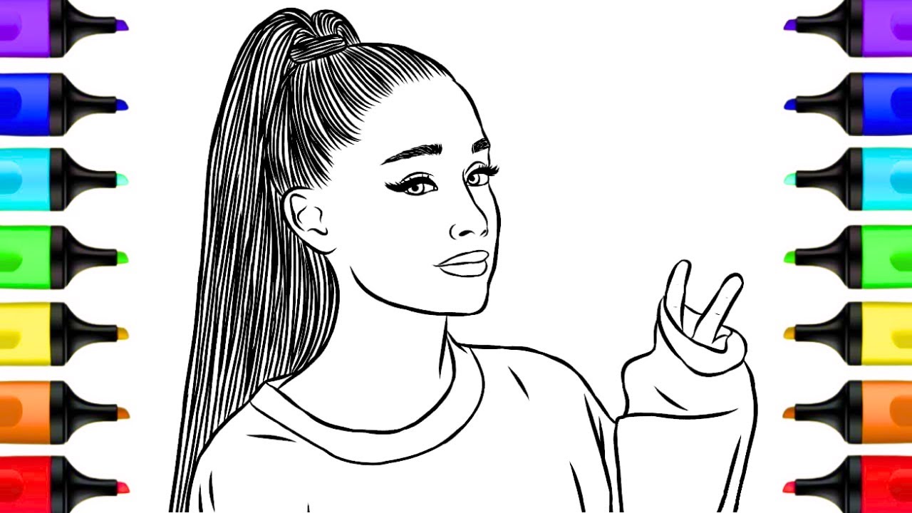 Ariana Grande Coloring Pages | Ariana Grande Coloring Book Pages Celebrity Art