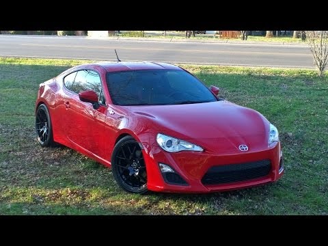Scion FR-S with 18" Enkei Black Raijin staggered wheels