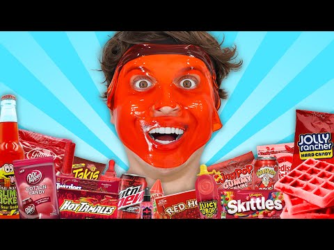 RED FOODS vs Face Mask CHALLENGE!