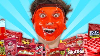 RED FOODS vs Face Mask CHALLENGE!