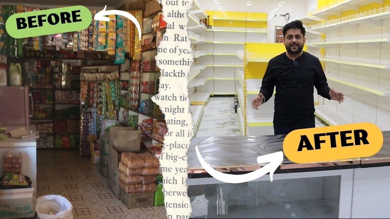 12 By 25 Shop counter and rack design // Modern kiryana store transformation