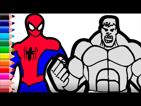Spider man vs Hulk Coloring. Coloring book pages