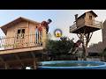Sabtain Ny Tree House Se Pool Main Jump Kr Diya