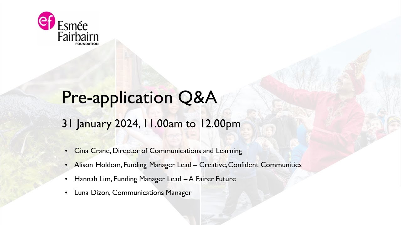 Pre-application Q&A webinar, 31 Jan 2024