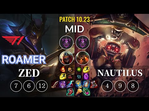 T1 Roamer Zed vs Nautilus Mid - KR Patch 10.23