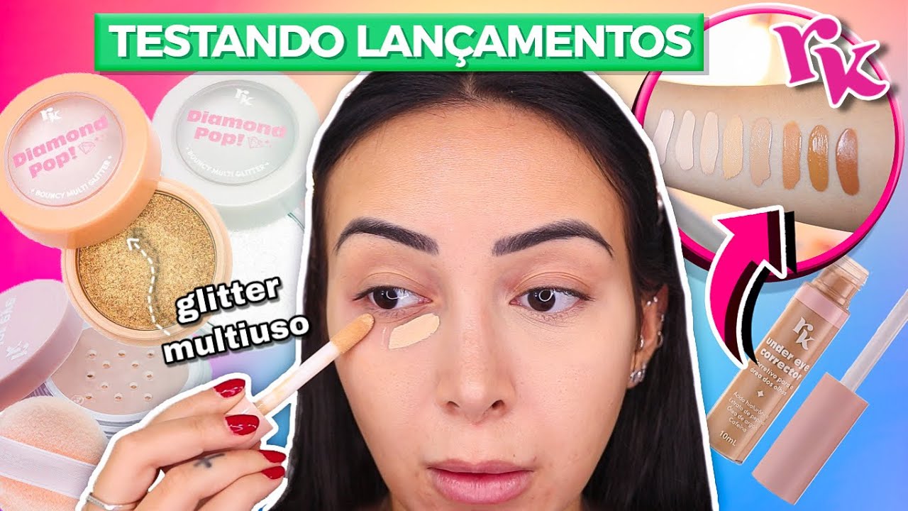 RK BY KISS: CORRETIVO E PÓ PARA ÁREA DOS OLHOS E GLITTER MULTIUSO - TESTANDO LANÇAMENTOS