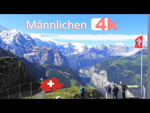SWITZERLAND - Männlichen - WENGEN - LAUTERBRUNNEN - Walking Tour beautiful villages - hermosos - 4k