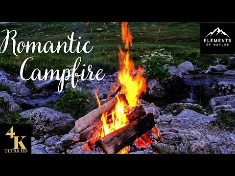 4K UHD Riverbank Sunset Campfire - 2 Hours of Serene Crackling Fire & Nature Ambience