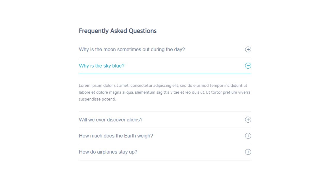 Frequently Ask Questions (FAQ) Concept Design Using Html Css And Javascript