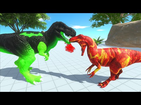 LAVA ALLOSAURUS vs BATMAN T-REX DEATH RUN | Animal Revolt Battle Simulator