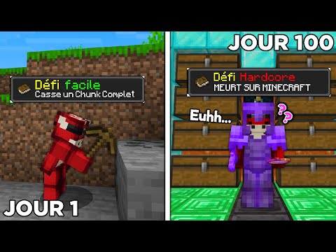 J'ai survécu 100 jours en Hardcore en faisant des Défis Impossible..