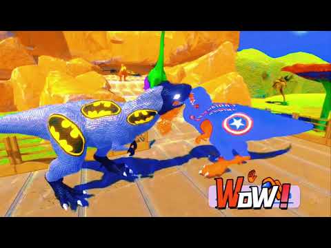 BATMAN T-REX vs FLASH SPINOSAURUS DEATH RUN - Animal Revolt Battle Simulator