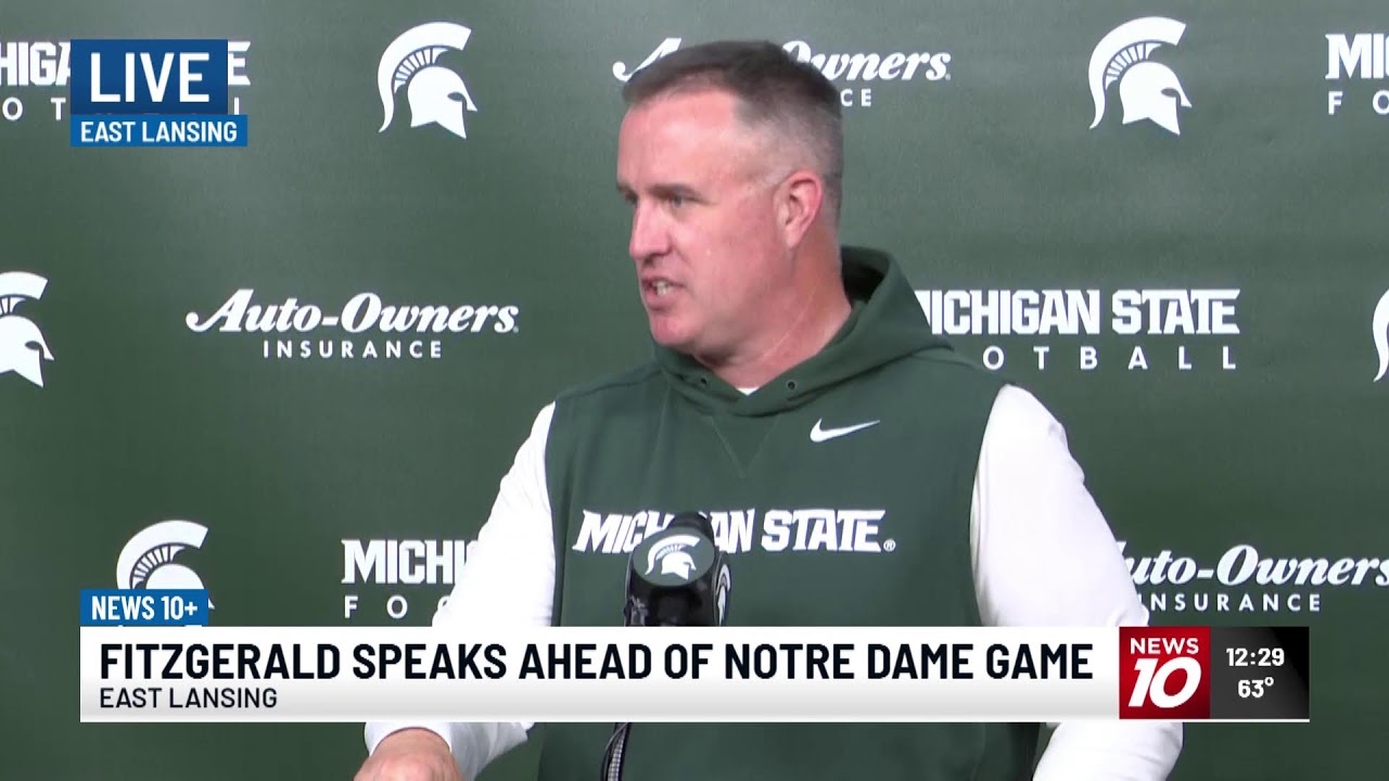 Video thumbnail for Michigan State Head Coach Talks Notre Dame...