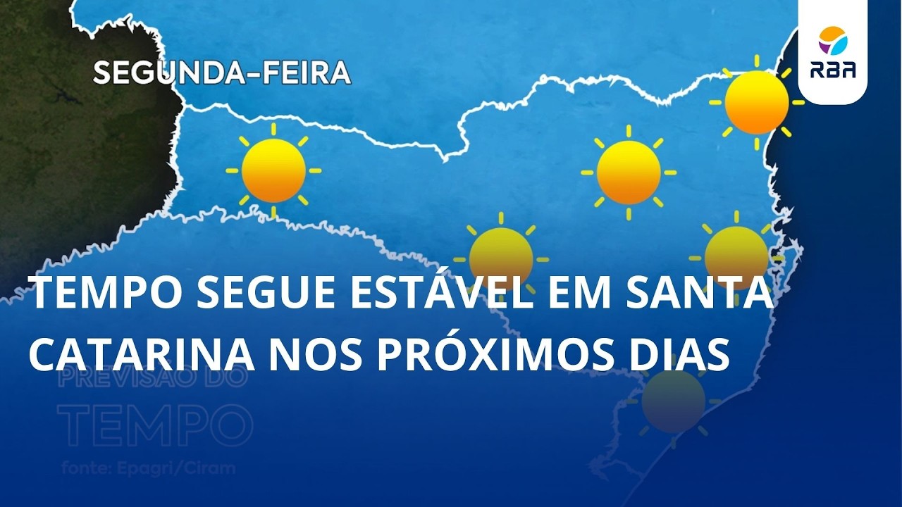 Tempo segue estável em Santa Catarina nos próximos dias
