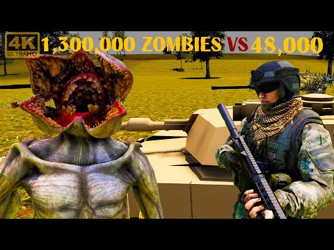 1,3 million zombies VS 48,000 modern army - City Defense - UEBS2 [4k] Epic battle