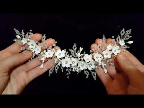 Ivory Crystal And Flower Wedding Hair Comb Accessories