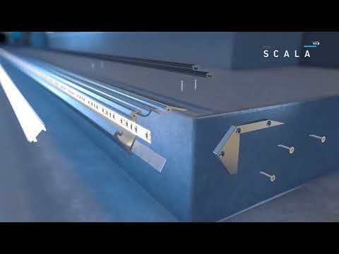 Відео огляд Алюмінієвий сходовий профіль тип SCALA для LED стрічок, з розсіювачем LUMINES. (Ціна за 1 м.п.)