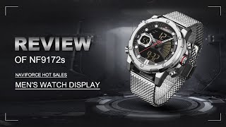 The best sale of NAVIFORCE watch NF9172S  Unboxing review multifunctional LED digital quartz watch