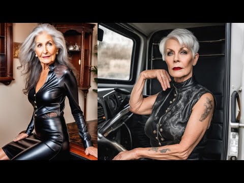 Older womens over 60 ,70+ Elegant looking in leather outfits #leather