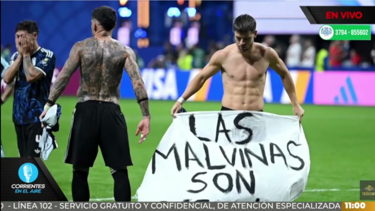 Carlos Gold aclaró que la bandera sobre Malvinas no era suya: "La sacaron unos hinchas al final del partido"