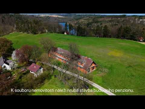 Video Rozsáhlý soubor nemovitostí u Orlické přehrady – chalupa, hotel v hrubé stavbě a 84.000m² pozemků