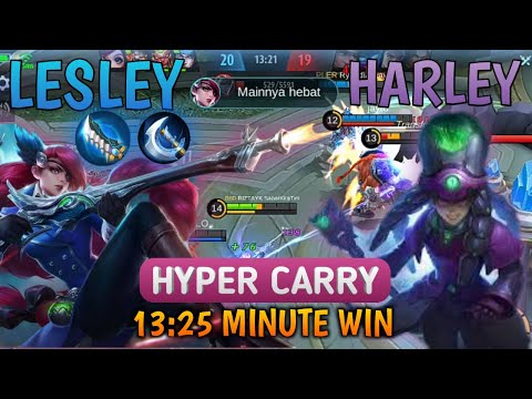 Lesley Hyper Carry Vs Harley | Modal Swift Boots Raptor Machete Berserker Fury | MLBB Mobile Legends